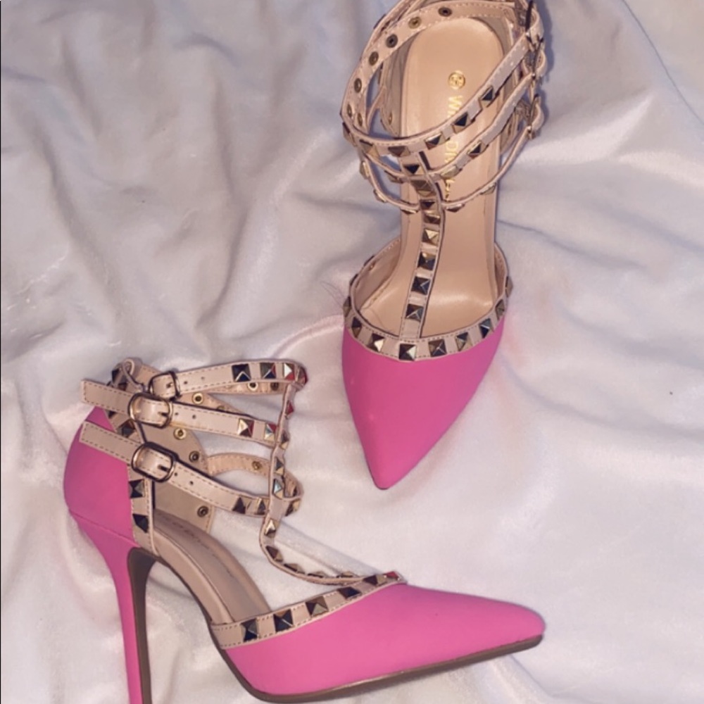 Pink Studded heels size 5.5